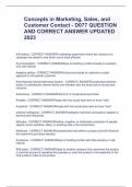 Concepts in Marketing, Sales, and  Customer Contact - D077 QUESTION  AND CORRECT ANSWER UPDATED  2023