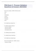 FDA Exam 2 - Process Validation Questions & Answers 2023&sol;2024