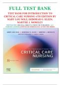 TEST BANK FOR INTRODUCTION TO CRITICAL CARE NURSING 8TH EDITION BY MARY LOU SOLE; DEBORAH G. KLEIN; MARTHE J. MOSELEY