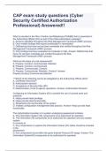 CAP exam study questions (Cyber Security Certified Authorization Professional) Answered!!