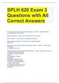SPLH 620 Exam 3 Questions with All Correct Answers 
