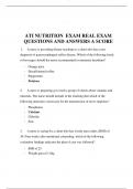 ATI NUTRITION  EXAM REAL EXAM QUESTIONS AND ANSWERS A SCORE 