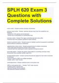 SPLH 620 Exam 3 Questions with Complete Solutions 