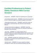 Certified Professional in Patient  Safety Questions With Correct  Answers 