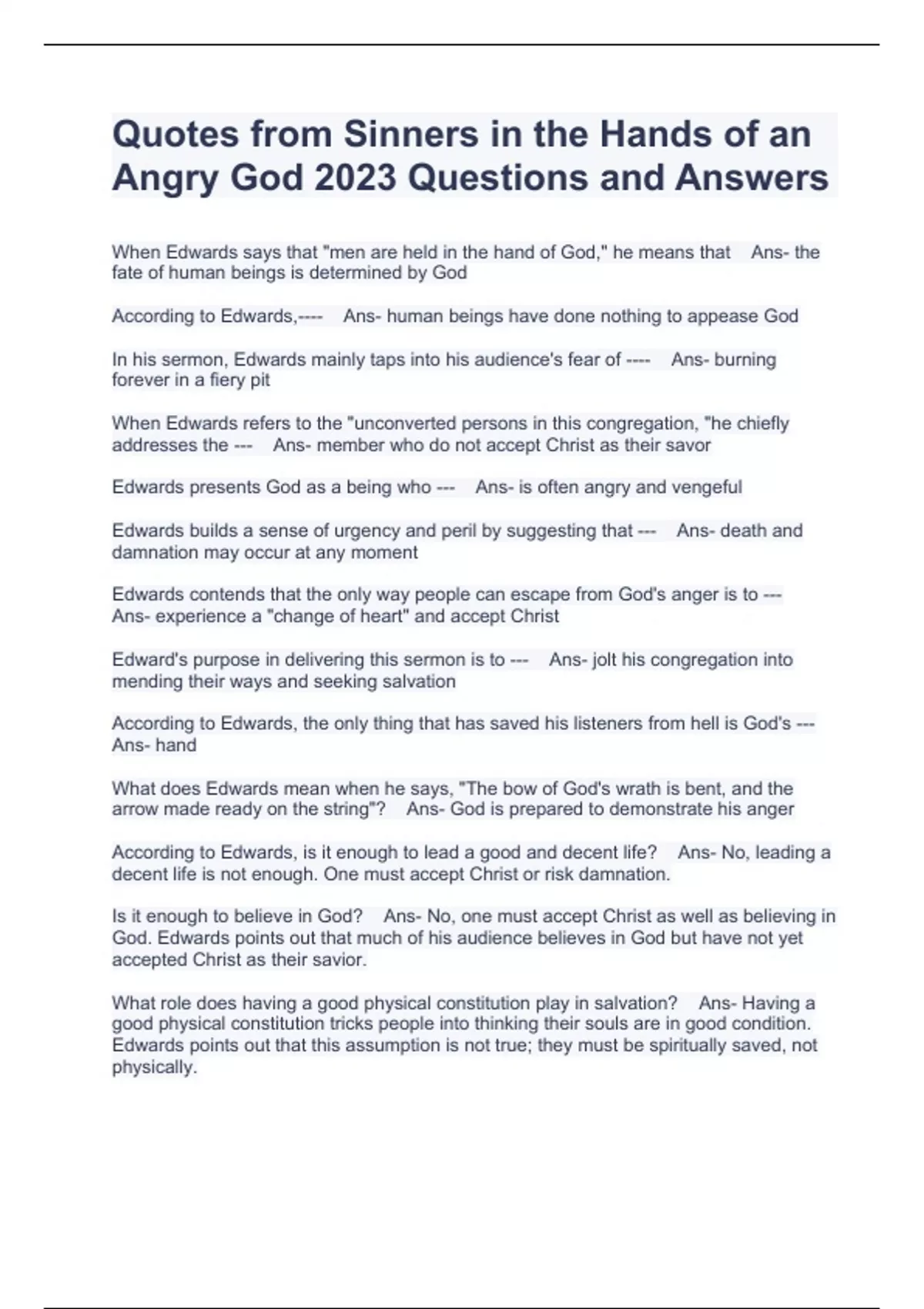 Quotes from Sinners in the Hands of an Angry God