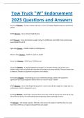 Tow Truck "W" Endorsement 2023 Questions and Answers