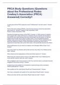PRCA Study Questions (Questions about the Professional Rodeo Cowboy's Association (PRCA) Answered) Correctly!!