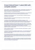 Cross-Cultural Exam 1 Latest 2023 with complete solution