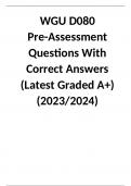 WGU D080 Pre-Assessment Questions With Correct Answers &lpar;Latest Graded A&plus;&rpar; &lpar;2023-2024&rpar;