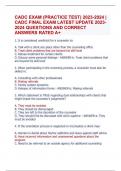 CADC EXAM &lpar;PRACTICE TEST&rpar; 2023-2024 &vert;  CADC FINAL EXAM LATEST UPDATE 2023- 2024 QUESTIONS AND CORRECT  ANSWERS RATED A&plus;