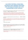 2023 NFHS FOOTBALL EXAM REAL ACCURATE AND VERIFIED QUESTIONS AND DETAILED ANSWERS 100&percnt; PASS GUARANTEED LATEST UPDATE 