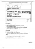 Pearson Edexcel GCE In English Language (9EN0) Paper 1 Language Variation Question paper and  Marking scheme June 2023
