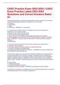 CADC Practice Exam 2023-2024 &vert; CADC  Exam Practice Latest 2023-2024  Questions and Correct Answers Rated  A&plus;