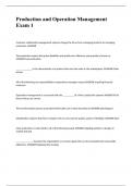 Production and Operation Management Exam 1 Questions and answers 2023