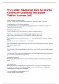WGU D052--Navigating Care Across the Continuum Questions and ExpertVerified Answers 2023