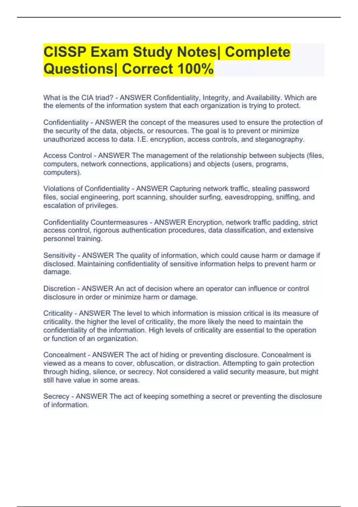 thumbnail interactive-video image 1 of CISSP LATEST Exam Questions 2025 – 2745 Q&A + Study Guide – NEW 1 of 6