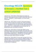Oncology NCLEX Questions  & Answers | Verified Test |  LATEST UPDATED