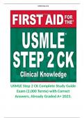 USMLE Step 2 CK Complete Study Guide Exam (2,000 Terms) with Correct Answers, Already Graded A+ 2023.