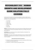 PSYCHOLOGY 310 HUMAN GROWTH AND DEVELOPMENT GUIDE SOLUTION FULLY COVERED