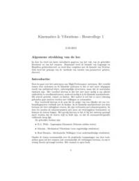 Kinematics & Vibrations - Hoorcollege 1
