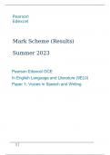 Pearson Edexcel GCE In English Language and Literature (9EL0) Paper 1 Voices in Speech and Writing Marking scheme June 2023