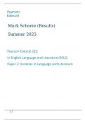 Pearson Edexcel GCE In English Language and Literature (9EL0) Paper 2 Varieties in Language and Literature Marking scheme June 2023