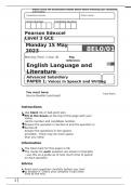 Pearson Edexcel GCE Advance Subsidiary In English Language and Literature (8EL0) Paper 1 Voices in Speech and Writing  together with Marking scheme June 2023 