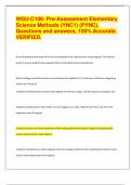 WGU-C108&colon; Pre-Assessment Elementary Science Methods &lpar;YNC1&rpar; &lpar;PYNC&rpar;&period; Questions and answers&comma; 100&percnt; Accurate&period; VERIFIED 2024 &vert; 54 Pages