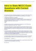 Intro to Stats MCCC Exam Questions with Correct Answers