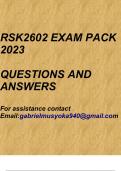 Fundamentals of Operational & Financial Risk&lpar;RSK2602 Exam pack 2023&rpar;