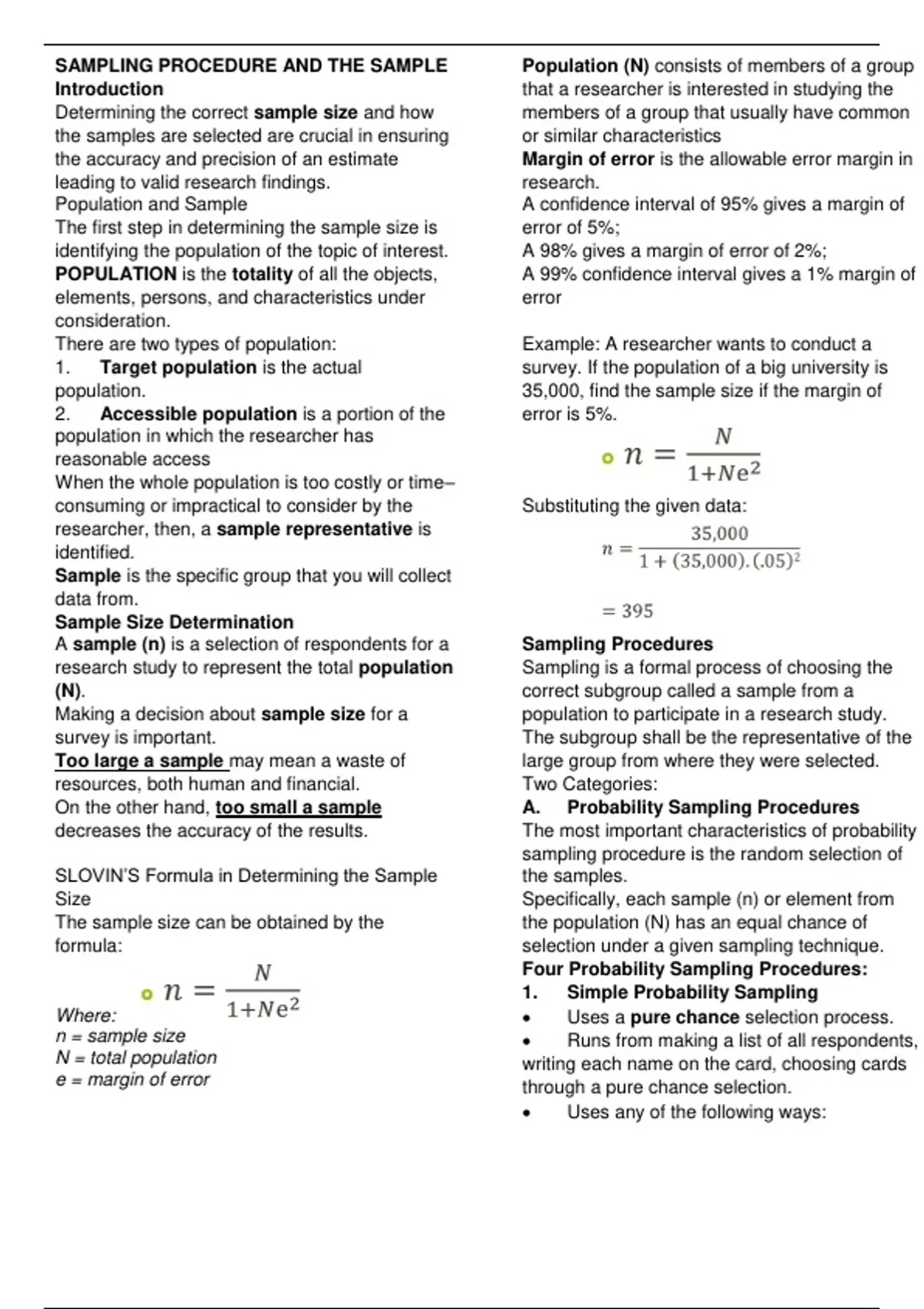 practical research sampling procedures and sample - Stuvia US