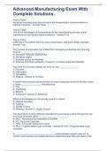 Advanced Manufacturing Exam With Complete Solutions