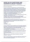ADPIE NCLEX QUESTIONS AND ANSWERS ALREADY PASSED&excl;
