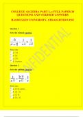 COLLEGE ALGEBRA PART 1&comma; a FULL PAPER 10 QUESTIONS AND VERIFIED ANSWERS