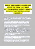 CIGNA MEDICARE PRODUCT AND BENEFITS EXAM 2023-2024 ACTUAL EXAM 30 QUESTIONS AND CORRECT ANSWERS|ALREADY GRADED A+ 
