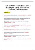 NIC Esthetics Exam &vert; Real Exam &vert; 2 Versions each with 100 Questions &vert; Professor Verified Answers