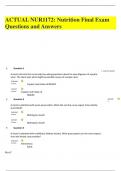 ACTUAL NUR1172: Nutrition Final Exam Questions and Answers