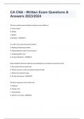 CA CNA - Written Exam Questions & Answers 2023&sol;2024