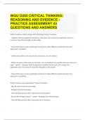 WGU D265 CRITICAL THINKING REASONING AND EVIDENCE - PRACTICE ASSESSMENT |43 QUESTIONS AND ANSWERS