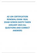 TEST BANK  FOR AZ-104 CERTIFICATION  RENEWAL EXAM REAL  EXAM SCREEN SHOTS  2023-2024 LATEST UPDATED VERSION ALL  QUESTIONS AND CORRECT VERIFIED  ANSWERS