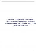 TEST BANK FOR FAC2602 - EXAM PACK REAL EXAM  QUESTIONS AND ANSWERS 2023-2024 COMPLETE EXAM PACK FOR FAC2602 EXAM  | ALREADY GRADED A