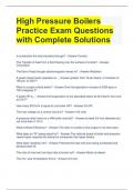 High Pressure Boilers Practice Exam Questions with Complete Solutions 