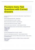 Pluckers menu Test Questions with Correct Answers 