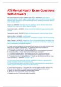 ATI Mental Health Exam Questions  With Answers
