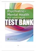 Psychiatric-Mental Health Nursing 8th edition Wolters Kluwer by Videbeck Test Bank