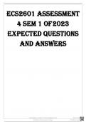 ECS2601 ASSESSMENT 4 SEM 1 OF 2023 EXPECTED QUESTIONS & ANSWERS.