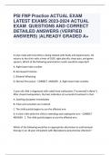 PSI FNP Practice ACTUAL EXAM  LATEST EXAMS 2023-2024 ACTUAL  EXAM QUESTIONS AND CORRECT  DETAILED ANSWERS (VERIFIED  ANSWERS) |ALREADY GRADED A+