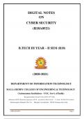 DIGITAL NOTES ON CYBER SECURITY (R18AO521)