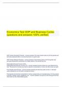  Economics Test GDP and Business Cycles questions and answers 100% verified.