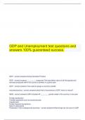  GDP and Unemployment test questions and answers 100% guaranteed success.  